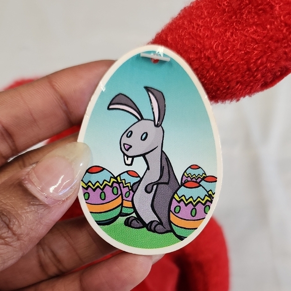 Cherry Red Plush Stuffed Bunny Animal Toy Easter Hunt - Picture 6 of 11